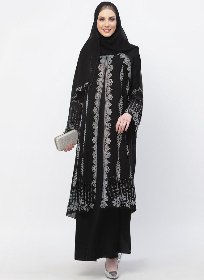 Arrabi برقع عرابي مزين بالتفاصيل مع وشاح - Image 5