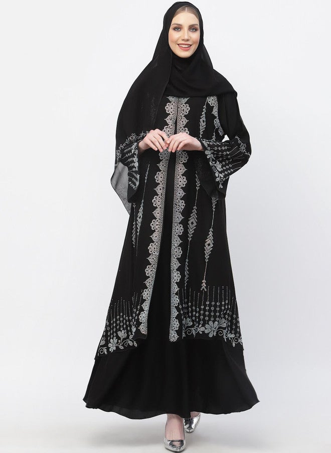 Arrabi برقع عرابي مزين بالتفاصيل مع وشاح - Image 1