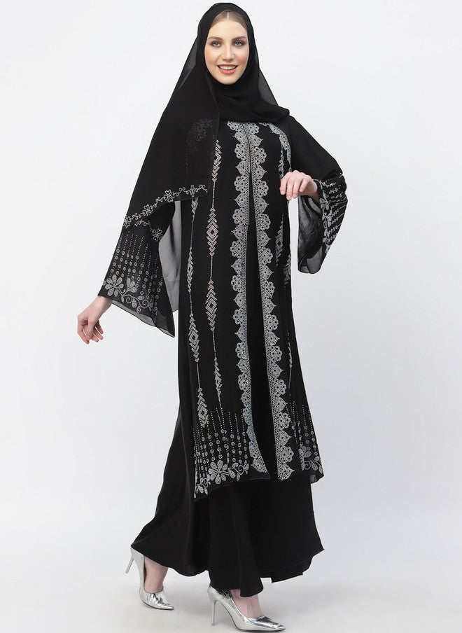 Arrabi برقع عرابي مزين بالتفاصيل مع وشاح - Image 3