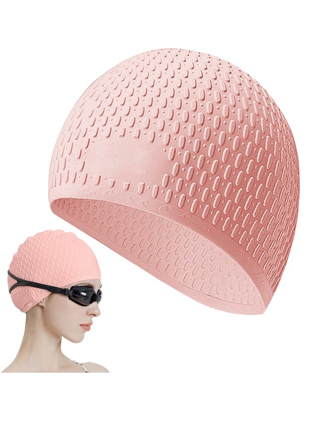 HS Silicone Swim Cap With 3D Ergonomic Beautiful Design For Men, Girls, Ideal For Curly Short Medium Long Hair, Protecting Hair From Chlorine, Bacteria, Sand In The Water, Odorless And Comfortable - Image 1