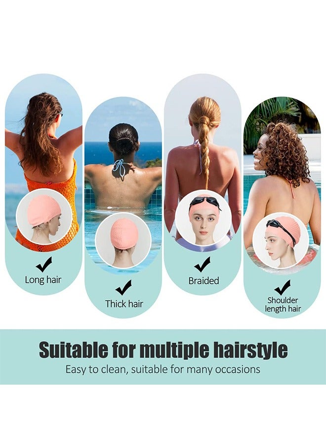 HS Silicone Swim Cap With 3D Ergonomic Beautiful Design For Men, Girls, Ideal For Curly Short Medium Long Hair, Protecting Hair From Chlorine, Bacteria, Sand In The Water, Odorless And Comfortable - Image 3