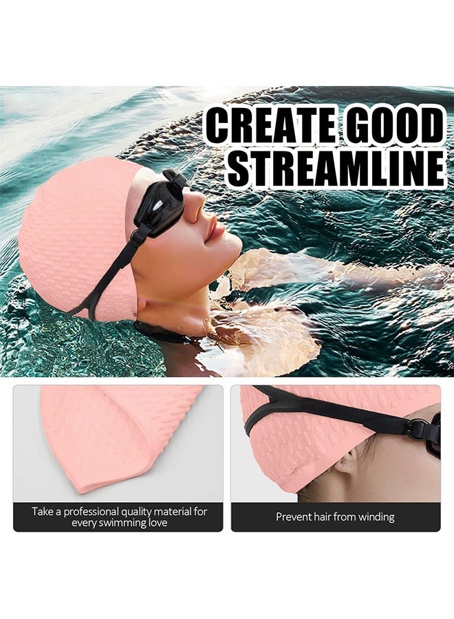HS Silicone Swim Cap With 3D Ergonomic Beautiful Design For Men, Girls, Ideal For Curly Short Medium Long Hair, Protecting Hair From Chlorine, Bacteria, Sand In The Water, Odorless And Comfortable - Image 5