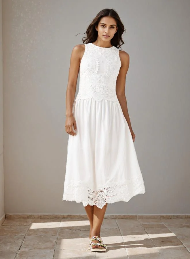 2Xtremz 2Xtremz Lace Detail Sleeveless Midi Dress