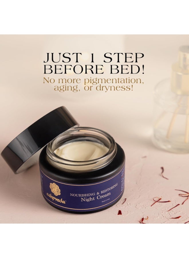 Ashpveda Sandalwood & Saffron Nourishing and Restoring Night Cream | Anti Aging Cream Reduces Fine Lines & Wrinkles | Oil Free & Non Sticky Moisturizer | For Glowing Youthful All Skin Type (30 gm) - Image 4