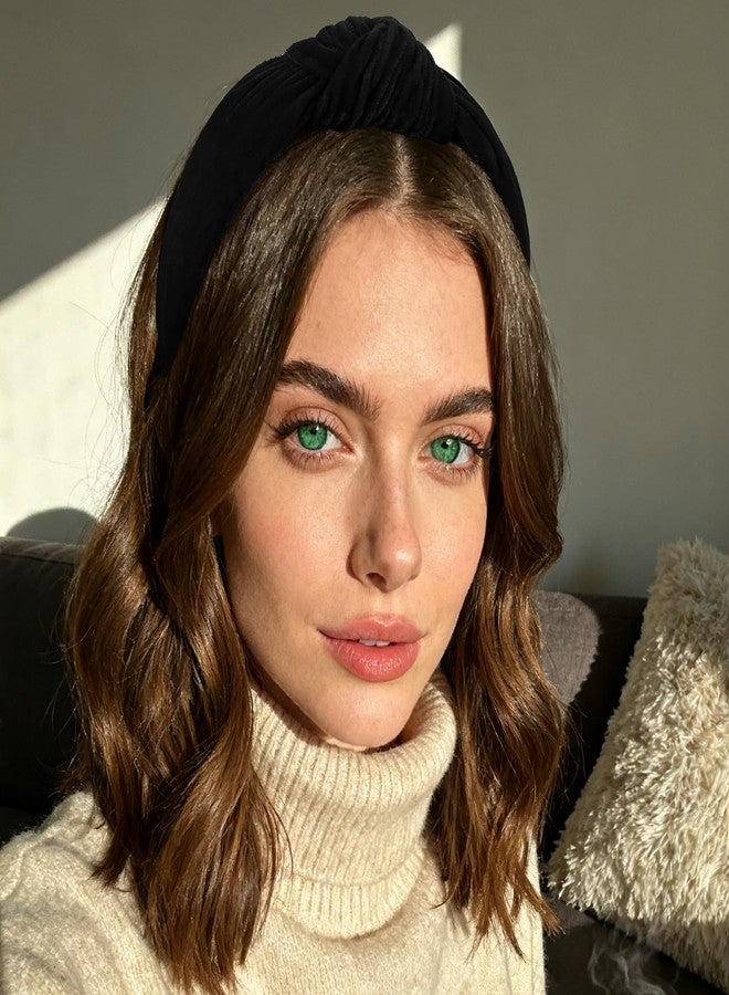 YISSION Velvet Knotted Headbands for Women Non Slip Wide Head Band Black Headband Fashion Top Knot Hairband Hair Accessories for Women Girls - Image 5