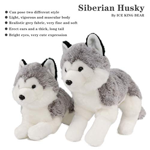 Ice King Bear Lifelike Siberian Husky Stuffed Animal - Plush Toy - 13 Inches Length (Original) - Image 2