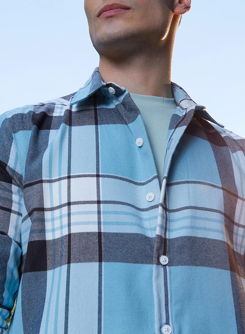 CAHOOT  Men's Sky Blue Maxi-Plaid Relaxed Shirt for Men | Best Price UAE