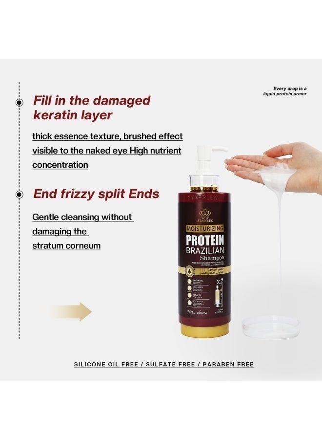 STARPLEX Deep Repair & Anti-Hair Fall Strengthening Brazilian Protein Moisturizing Shampoo for Women 830ml | with Argan Oil, Keratin, Collagen & Jojoba | Salon Professional for All Hair Types - Image 3