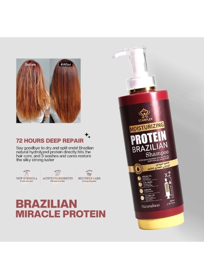 STARPLEX Deep Repair & Anti-Hair Fall Strengthening Brazilian Protein Moisturizing Shampoo for Women 830ml | with Argan Oil, Keratin, Collagen & Jojoba | Salon Professional for All Hair Types - Image 4