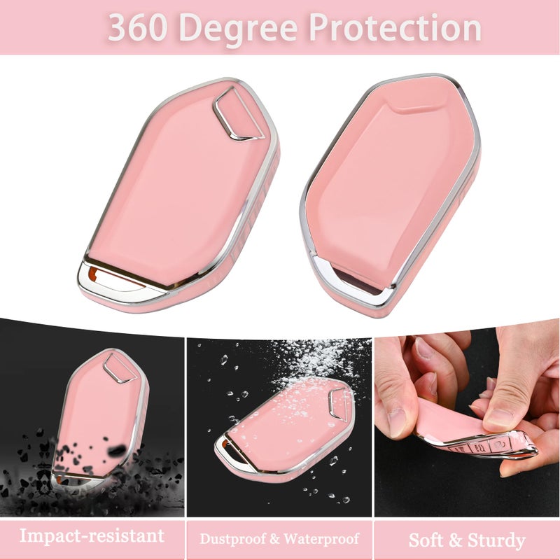 TECARATE for kia Key Fob Cover - 5 Button Soft TPU Key Case Protection Fit for Kia Telluride (2023-2025), Sorento, K5 GT-Line, EV5 Smart Remote Key(Pink) - Image 3