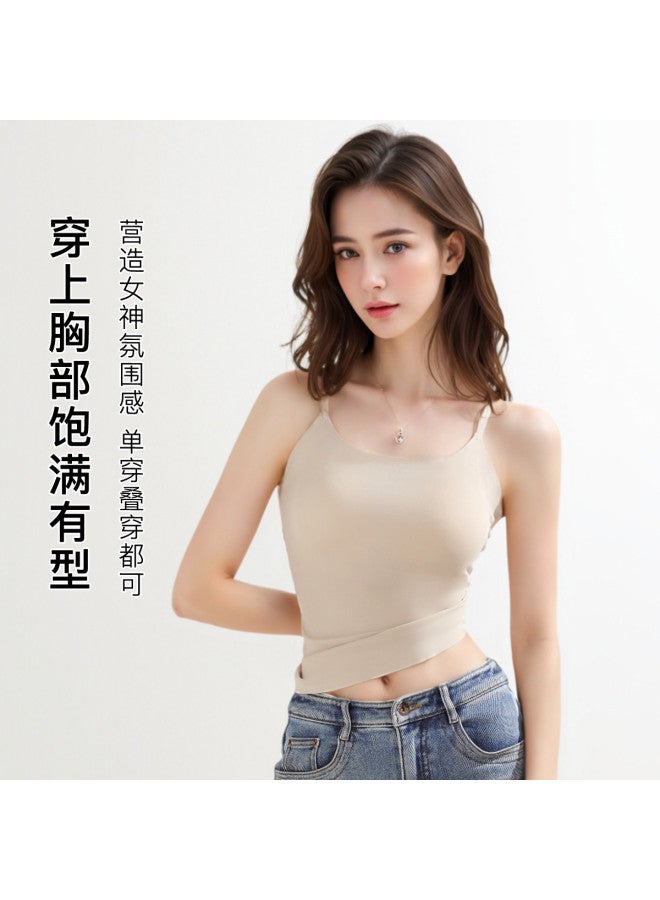 Moonbadi Thin, Breathable Bralette With Built-In Padded Inserts, Non-Padded Strappy Camisole For Women, No Gap Design - Image 3