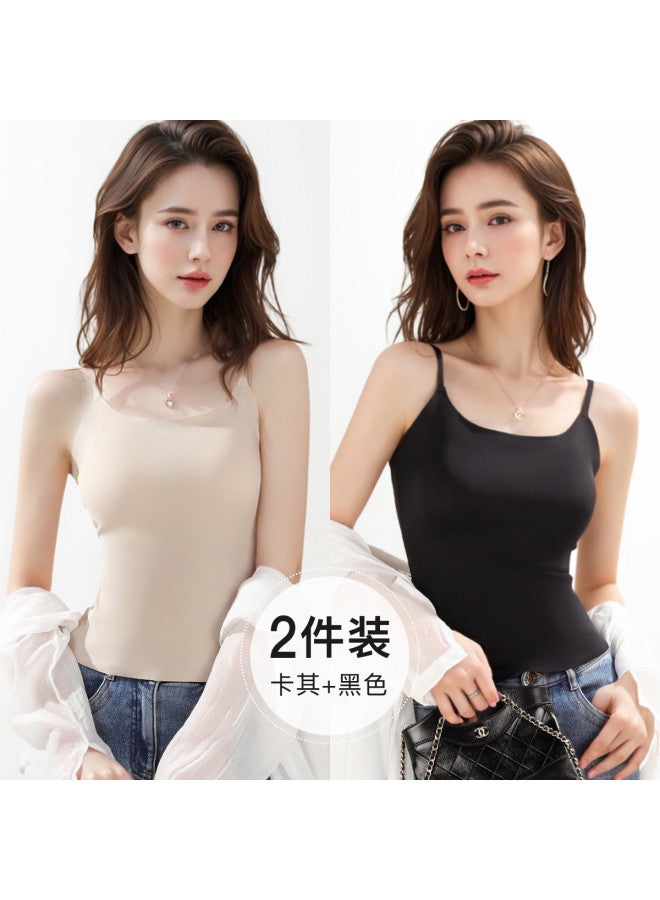 Moonbadi Thin, Breathable Bralette With Built-In Padded Inserts, Non-Padded Strappy Camisole For Women, No Gap Design - Image 2