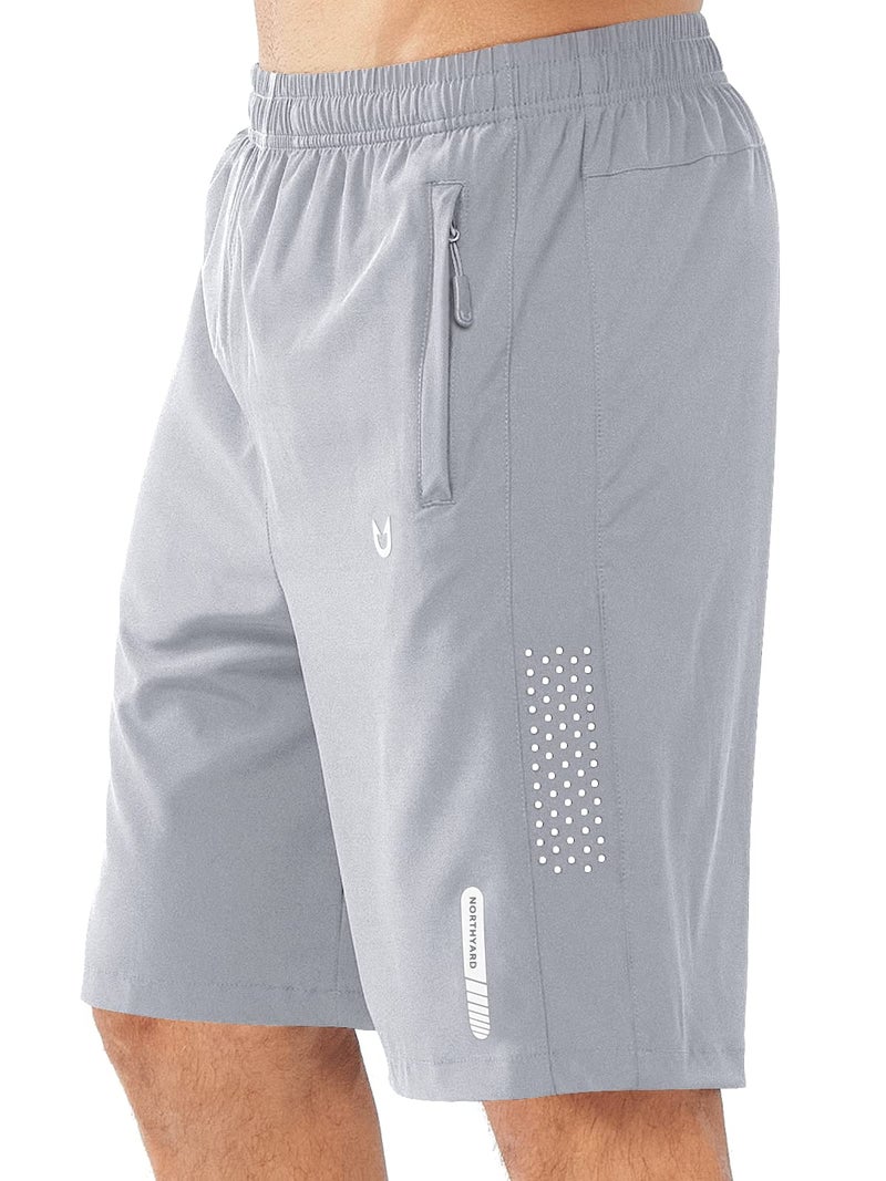 NORTHYARD Men's Athletic Running Shorts Quick Dry Workout Shorts 7"/ 5"/ 9" Lightweight Sports Gym Basketball Tennis Hiking Exercise GREY-9inch L - Image 1