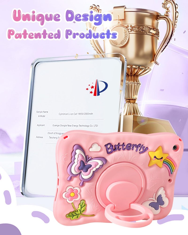 Kidcube for iPad 9th/8th/7th Generation Case 10.2 Inch - for Girls Cute Girly Kawaii 3D Butterfly Design Cover with Rotating Stand & Strap Unique Silicone Teens Women for iPad 9th/8th/7th Gen Case - Image 5