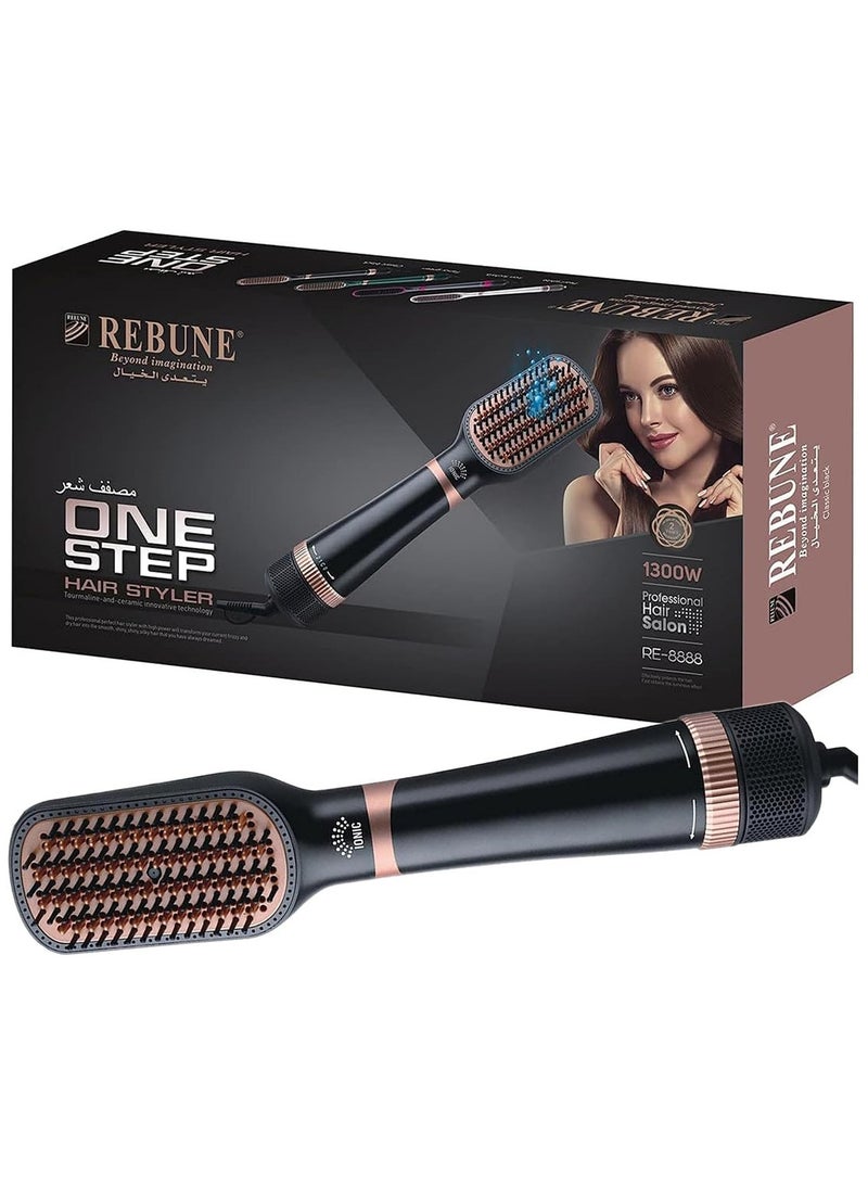 REBUNE RE-8888 1300W Hair Dryer Brush One-Step Hot Air Styler Volumizer Negative Ionic Hair Styler or Drying Styling and Frizz Control - Image 2