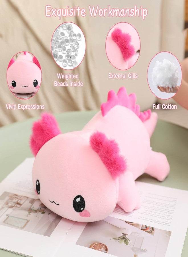 SQEQE Weighted Axolotl Plush, Weighted Axolotl Stuffed Animal, Cute Plushies Soft Pink Pillow Toy Gift for Kids Adults 13.8 Inch, 1.6 Lbs - Image 3