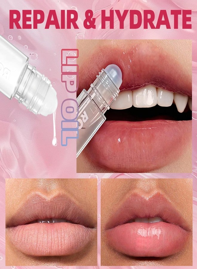Bekoeen ٤ قطع من ملمع الشفاه المرطب، زيت شفاه بنكهة الفواكه، بلسم مرطب يدوم طويلاً، مجموعة ملمع شفاه رول أون، ملمع شفاه شفاف لتكبير الشفاه للمراهقين والأطفال، مرطب شفاه أحمر شفاه للنساء والفتيات - Image 2