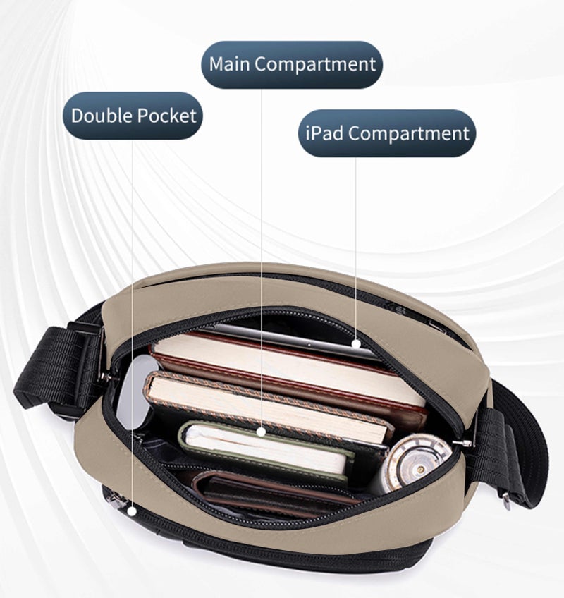 ARCTIC HUNTER Anti-Theft Sling Bag Water Repellent Durable Stylish Crossbody Bag with Multiple Compartments for Casual/ Daily/ Travel, KB00831, Khaki - Image 5