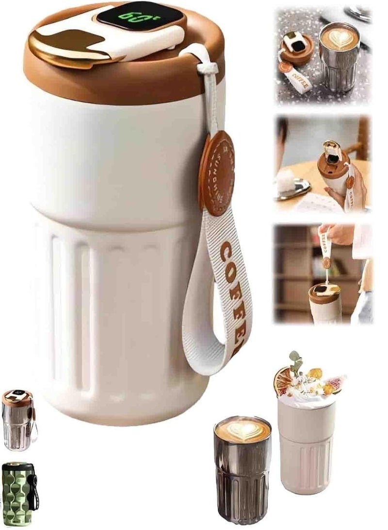 كوب قهوة ذكي يتحكم في درجة الحرارة - عرض درجة الحرارة في الوقت الفعلي، فولاذ مقاوم للصدأ 316 درجة الطعام، بطارية 8 ساعات، مضاد للتسرب، قابل للتخصيص للاستخدام في المكتب، المنزل، السفر، الأنشطة الخارجية - Image 1