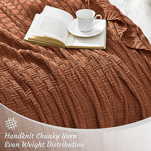 TREELY 100% Cotton Knitted Throw Blanket Couch Cover Blanket(31 x 40 Inches, Brown) - Image 5