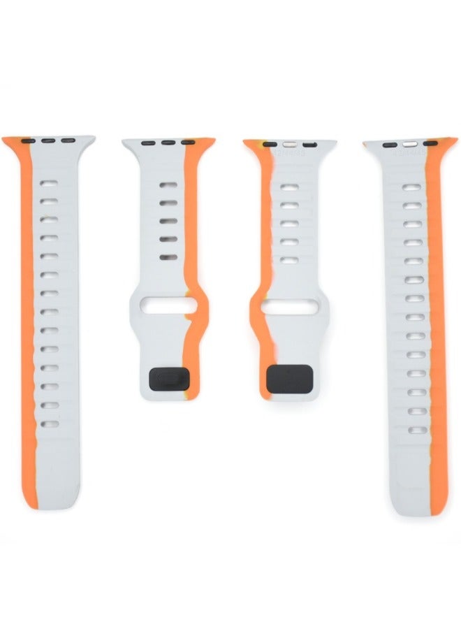 Sporty Silicone Apple Watch Band With Colorful Diamond Frame Suitable For All Models Of Apple Watch By Boligao-Color:38/40/41mm Light Gray Fluorescent Green - Image 4