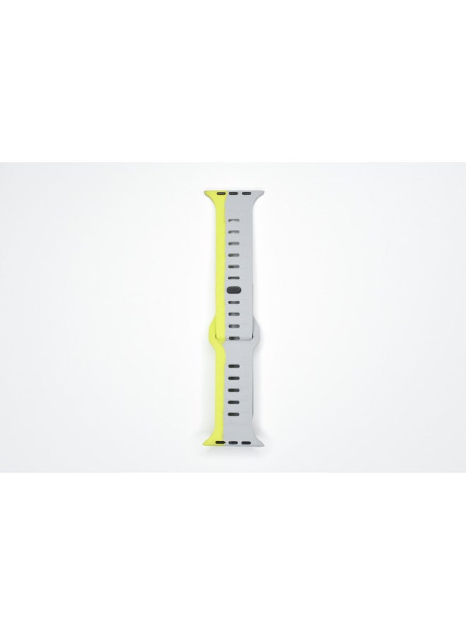Sporty Silicone Apple Watch Band With Colorful Diamond Frame Suitable For All Models Of Apple Watch By Boligao-Color:38/40/41mm Light Gray Fluorescent Green - Image 1