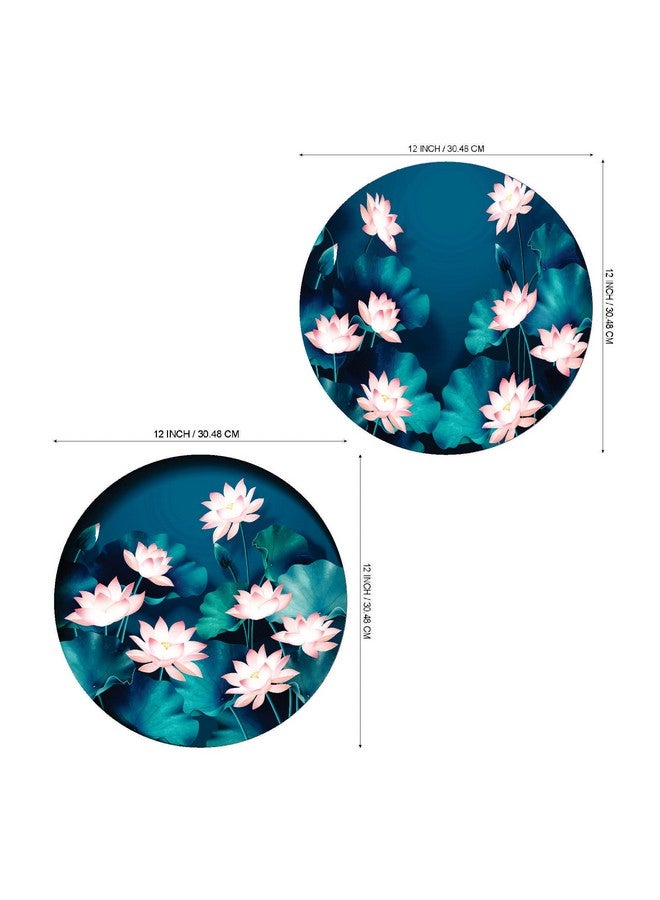 SAF SAF paintings Round Shape Lotus Flower MDF Wall Painting for Living Room 12X12 inch LRB28-L2  - Image 2