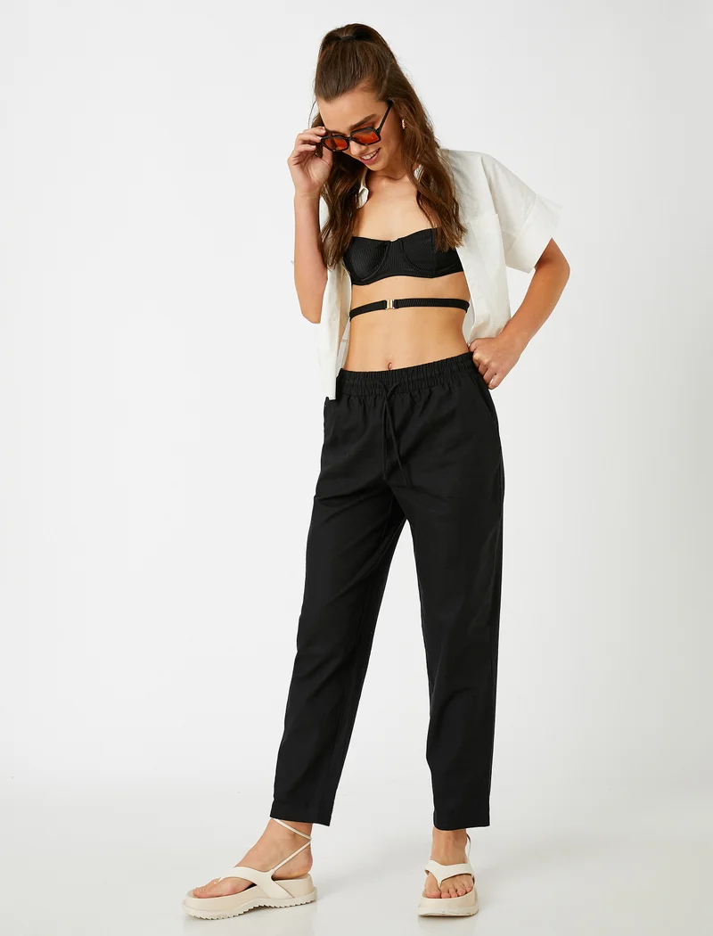 كوتون Black Easy Pull-On Trousers