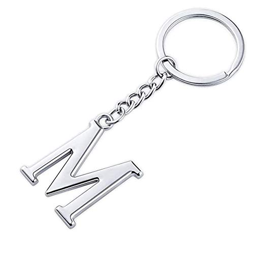 Finrray Initial Letter Keychain Alphabet Key Rings Stainless Steel Letter Charm Keychain for Women (Letter M) - Image 1