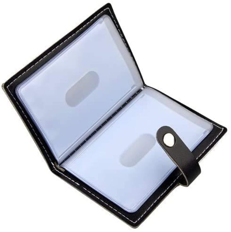 Karlling credit card holder, credit card wallet for women/man soft leather business card holder card case organizer bag with 20 card sleeves inside(Black) - Image 1