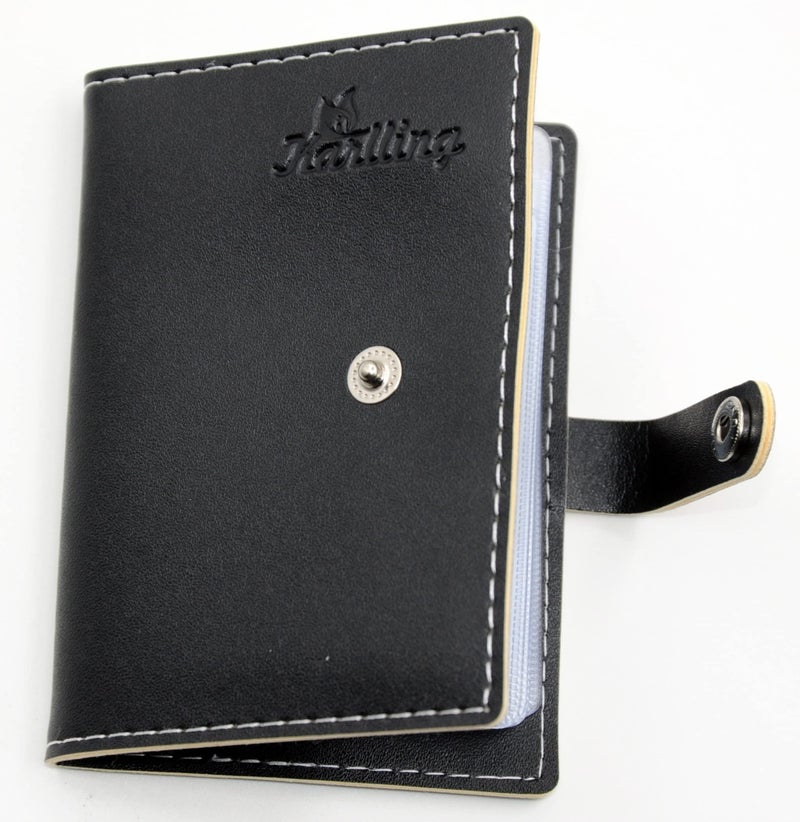 Karlling credit card holder, credit card wallet for women/man soft leather business card holder card case organizer bag with 20 card sleeves inside(Black) - Image 3