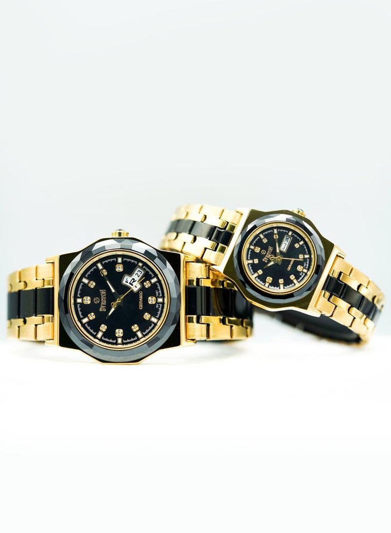 Sveston Couples Set Two Tone Stainless Steel analogue Quartz Watch SV7491