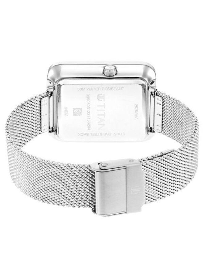 TITAN Wander Quartz Analog Black Dial Silver Stainless Steel Strap Watch for Women - 2676SM01 - Image 5