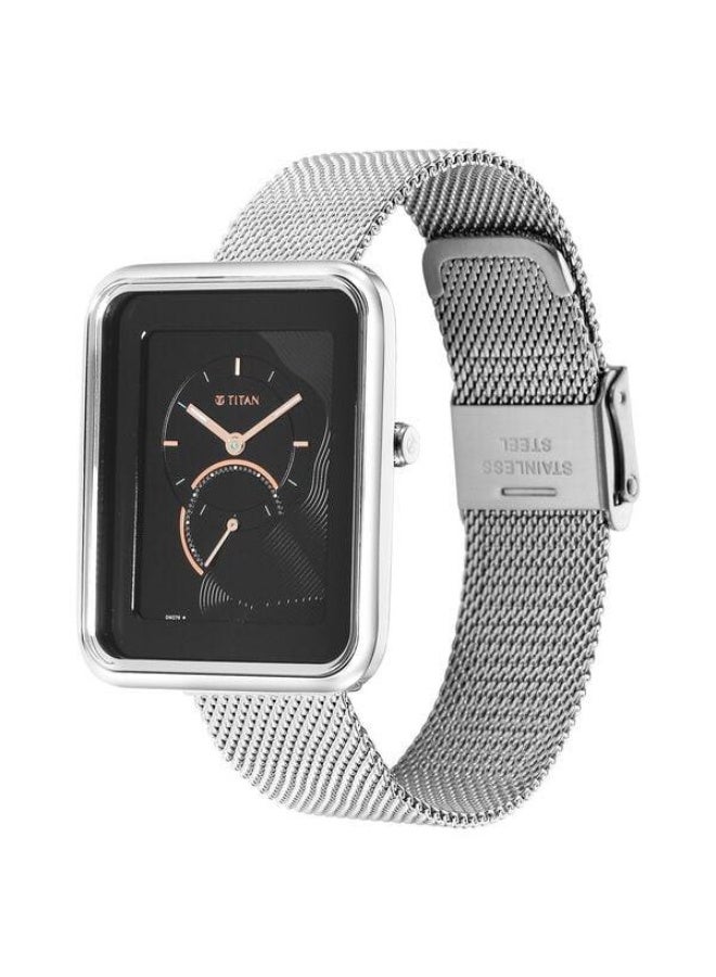 TITAN Wander Quartz Analog Black Dial Silver Stainless Steel Strap Watch for Women - 2676SM01 - Image 3