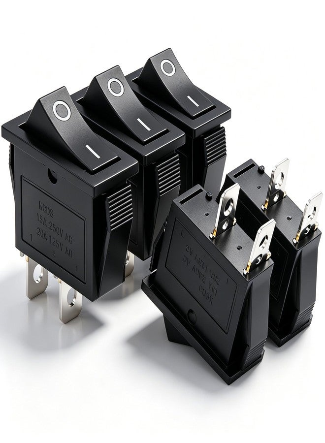 Twidec/5Pcs Rocker Switch 2 Pins 2 Position ON/Off AC 15A/125V 20A/12VDC SPST Car Boat Black Rocker Switch Toggle KCD3-101 - Image 1