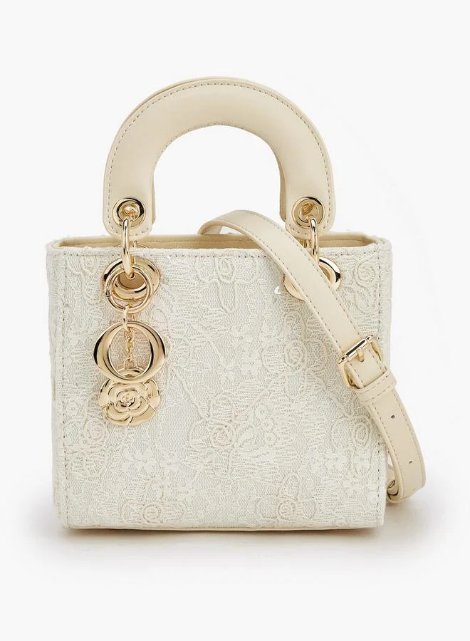 Le Confort Floral Lace Tote Bag with Charm Detail Ramadan Collection