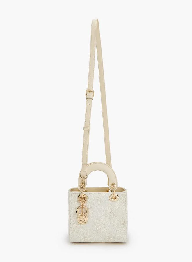 Le Confort Floral Lace Tote Bag with Charm Detail Ramadan Collection