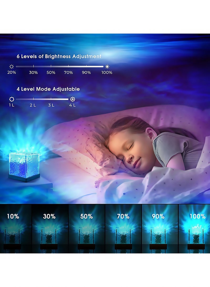 Lesha 16 Colors Water Ripple Night Light, Romantic Table Lamp Gift Starry Sky Projection Light, Creative Bedside Atmosphere Lamp with Remote for Bedrooms, Games, Birthdays, Festivals - Image 3