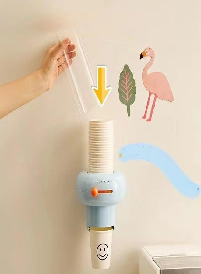 Swejos 1 Pcs Stylish Wall Mounted Cup Dispenser Cute Dustproof Cup Holder Organizer for Home Kitchen Bathroom Water Dispenser Area (Multi Color) - Image 3