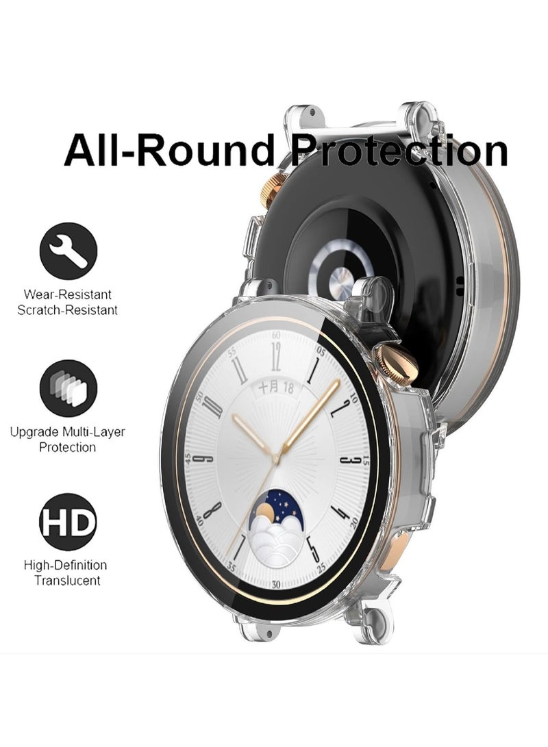 Case Compatible with Huawei Watch GT 5 41 mm 9H Hardness 360° All-Round Protective Case Built-in Glass Scratch-Resistant PC Screen Protector Case Cover for Huawei Watch GT 5 41 mm (Transparent) - Image 4