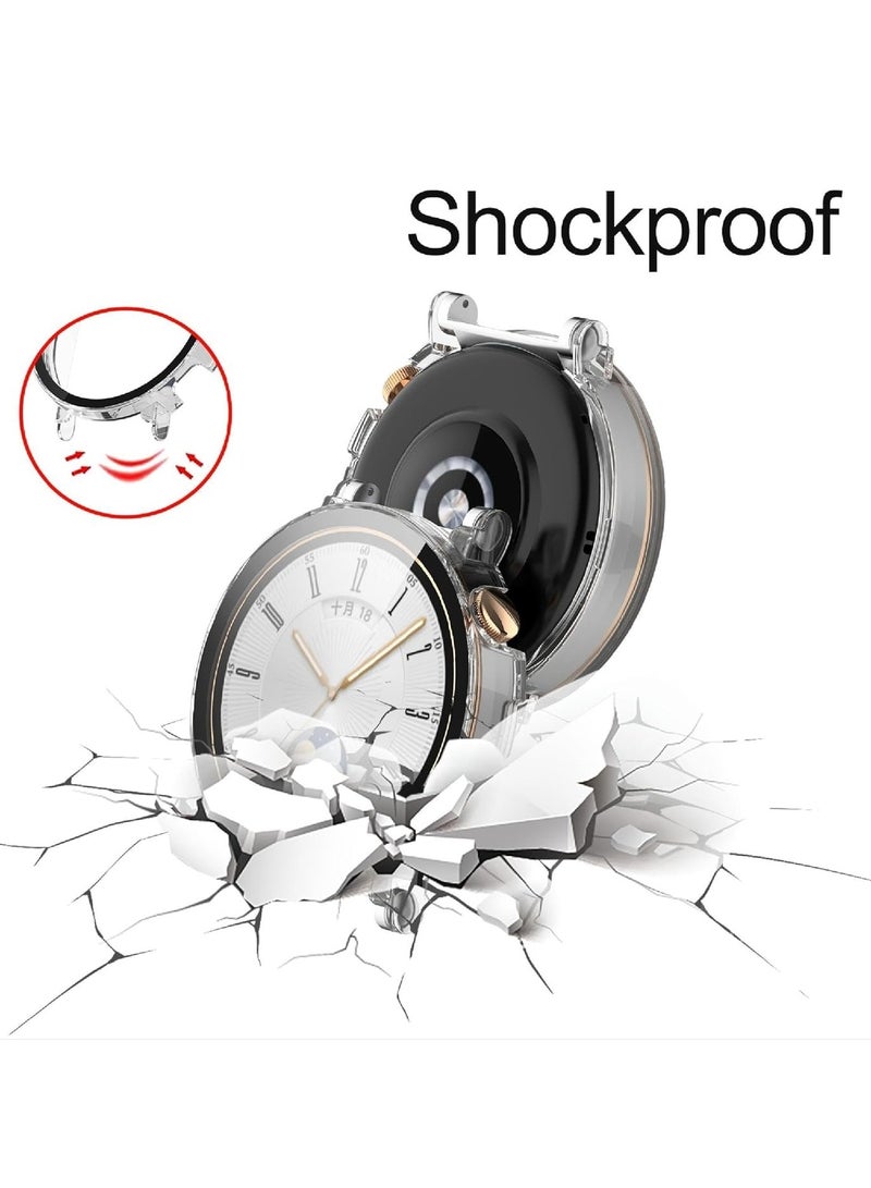 Case Compatible with Huawei Watch GT 5 41 mm 9H Hardness 360° All-Round Protective Case Built-in Glass Scratch-Resistant PC Screen Protector Case Cover for Huawei Watch GT 5 41 mm (Transparent) - Image 5