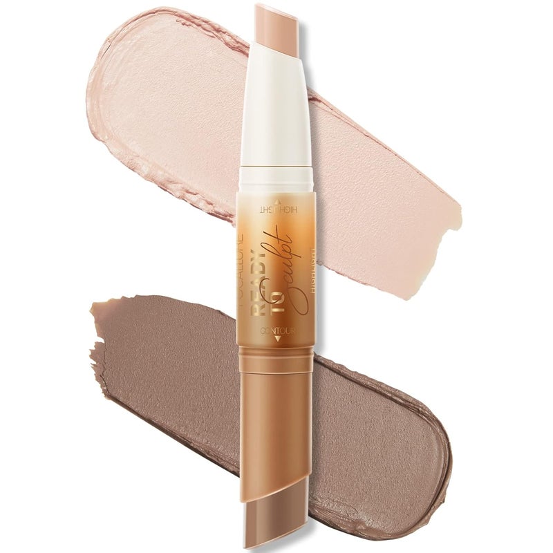 FOCALLURE FOCALLURE 2 in 1 Cream Bronzer and Highlighter StickNongreasy  Nondrying Contour PencilEasy to Create a Natural Matte FinishingLong Lasting  Waterproof Face Brighten Make up PenSOUR CREAM