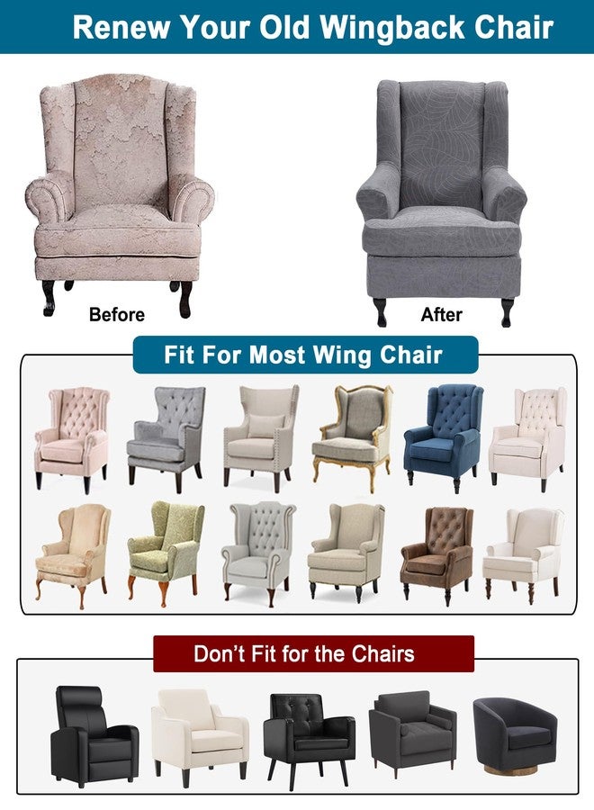 CRFATOP Printed Wing Chair Slipcovers 2 Piece Stretch Wingback Chair Cover Spandex Fabric Wingback Armchair Covers with Elastic Bottom for Living Room Bedroom Wingback Chair,A09 - Image 5