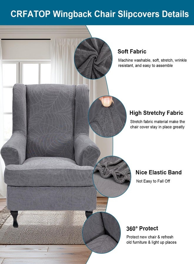 CRFATOP Printed Wing Chair Slipcovers 2 Piece Stretch Wingback Chair Cover Spandex Fabric Wingback Armchair Covers with Elastic Bottom for Living Room Bedroom Wingback Chair,A09 - Image 3