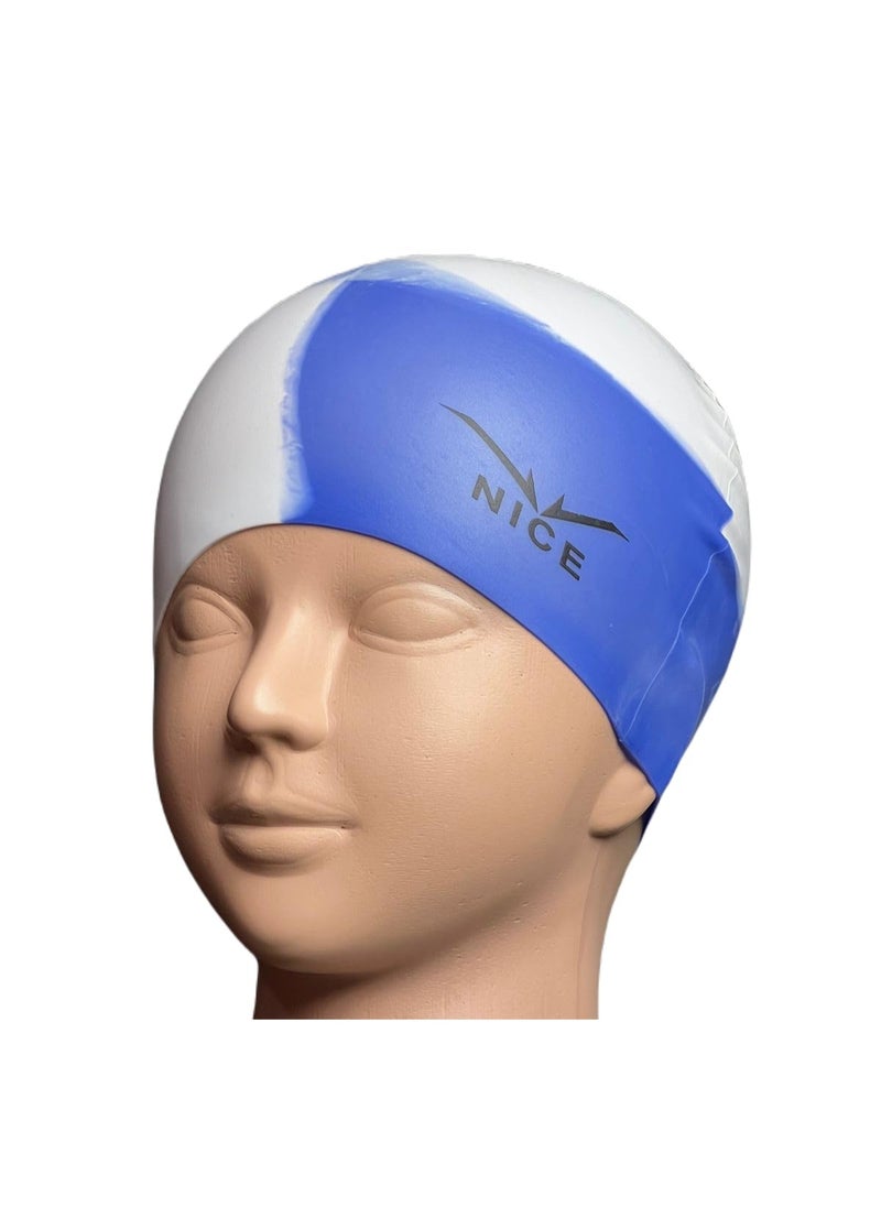 NICE Go Swim Kids Swim Cap by Qshop®️, Durable Silicone Swim Cap for Toddler Boys and Girls, Waterproof Swim Caps, Comfortable Kids Swim Caps with Simple Design for Long and Short Hair, Ponytail  - Image 1
