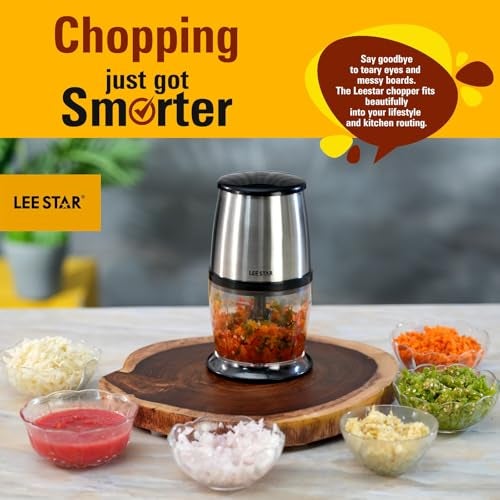 Lee Star electric Chopper with Stainless Steel Housing, Multi Skill Chopping Blade, Whisking Blade, Pure Copper Motor, 250 watts, Bowl Capacity 700 ml, Chop, Mince, Puree, Dice, Whisk,LE-801 - Image 2