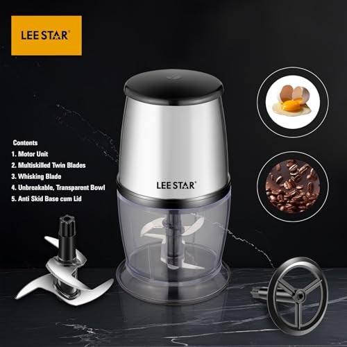 Lee Star electric Chopper with Stainless Steel Housing, Multi Skill Chopping Blade, Whisking Blade, Pure Copper Motor, 250 watts, Bowl Capacity 700 ml, Chop, Mince, Puree, Dice, Whisk,LE-801 - Image 3
