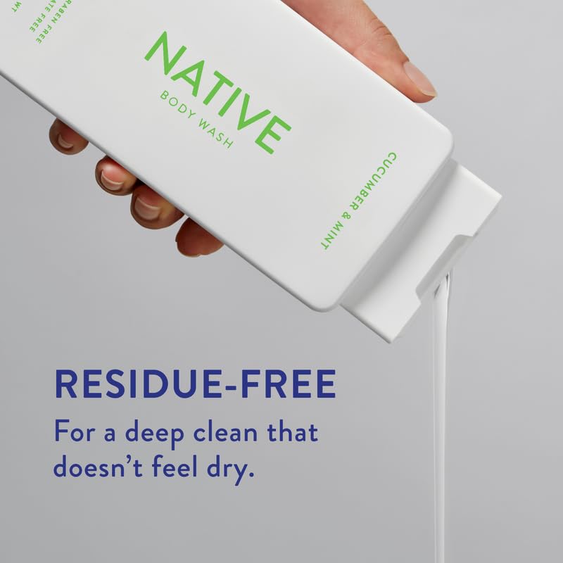 Native Body Wash Contains Naturally Derived Ingredients | For Women & Men, Sulfate, Paraben, & Dye Free Leaving Skin Soft and Hydrated | Cucumber & Mint 18 oz - 2 Pk - Image 5