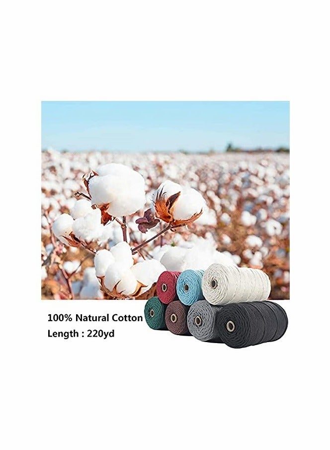 KASTWAVE حبل ماكرامي، حبل قطن 3 مم × 220 ياردة (حوالي 200 متر) 4 خيوط ملTwisted من القطن الطبيعي 100% حبل ناعم غير مصبوغ - Image 3