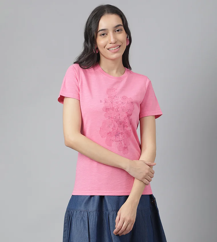 بيفرلي هيلز بولو كلوب تيشيرت بأكمام قصيرة ورقبة دائرية بطبعة زهور